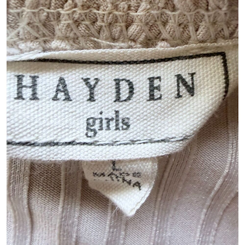 Hayden Girls Cream Ribbed Ruffle Long Sleeve Top - Picture 3 of 3